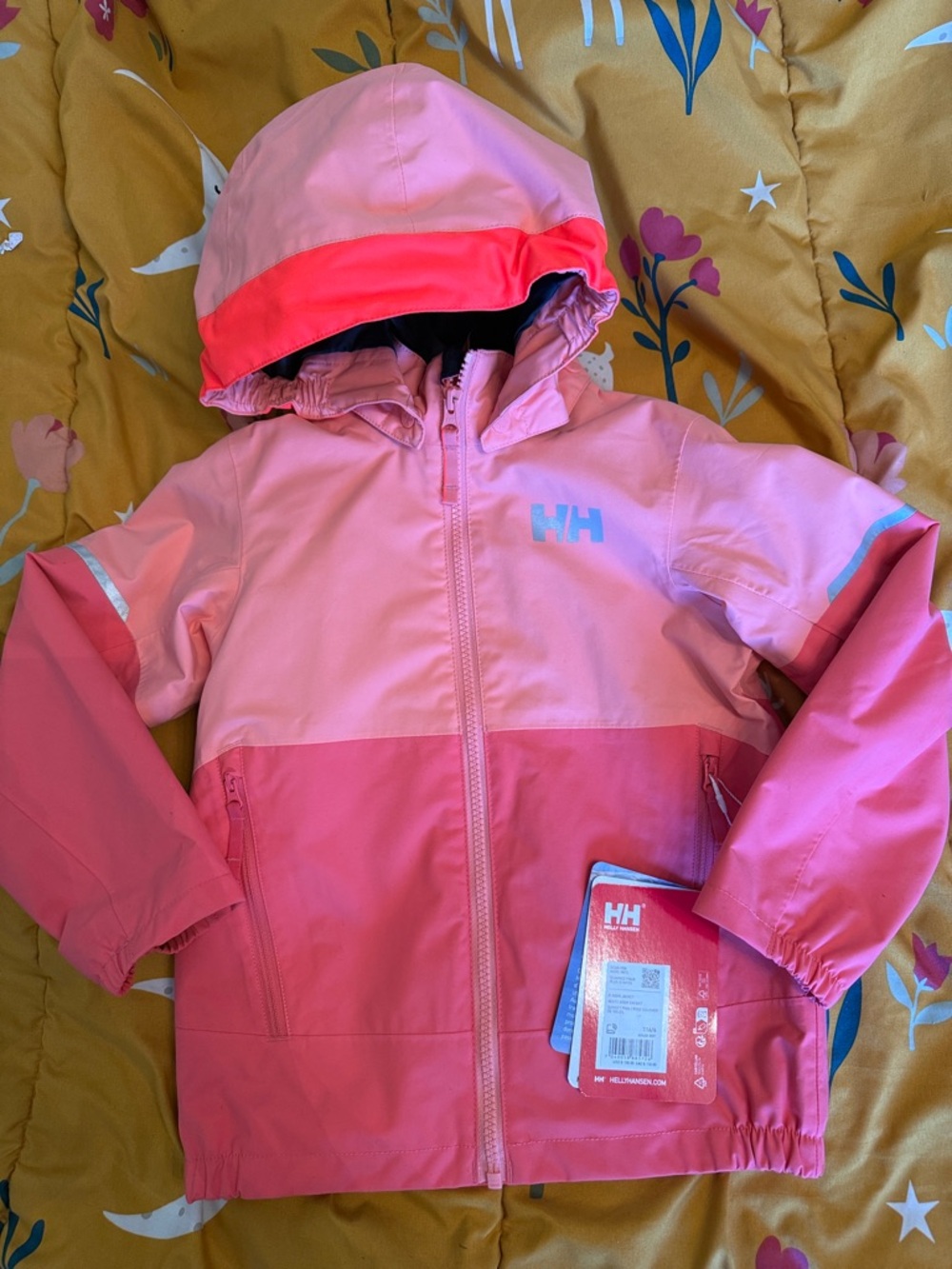 Helly Hansen Pink Two-Tone Kids' Hooded  Rain Jacket